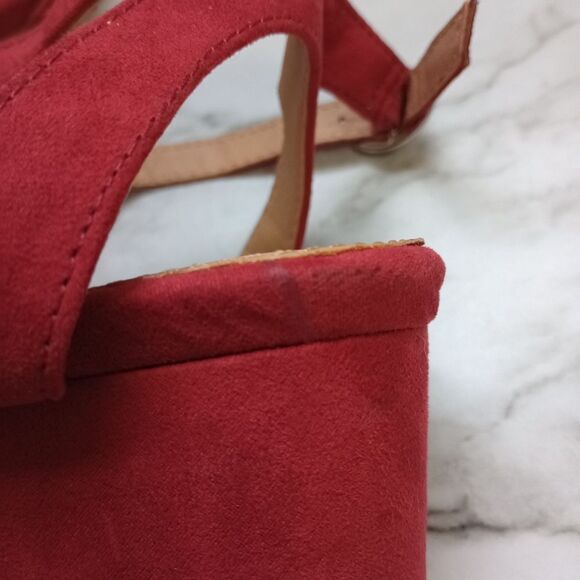 Torrid Wine Color Block Kitten Heel Faux Suede Sandals Size 7W - Picture 11 of 12